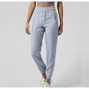 Athleta Light Blue Linen-Blend Jogger Pants
